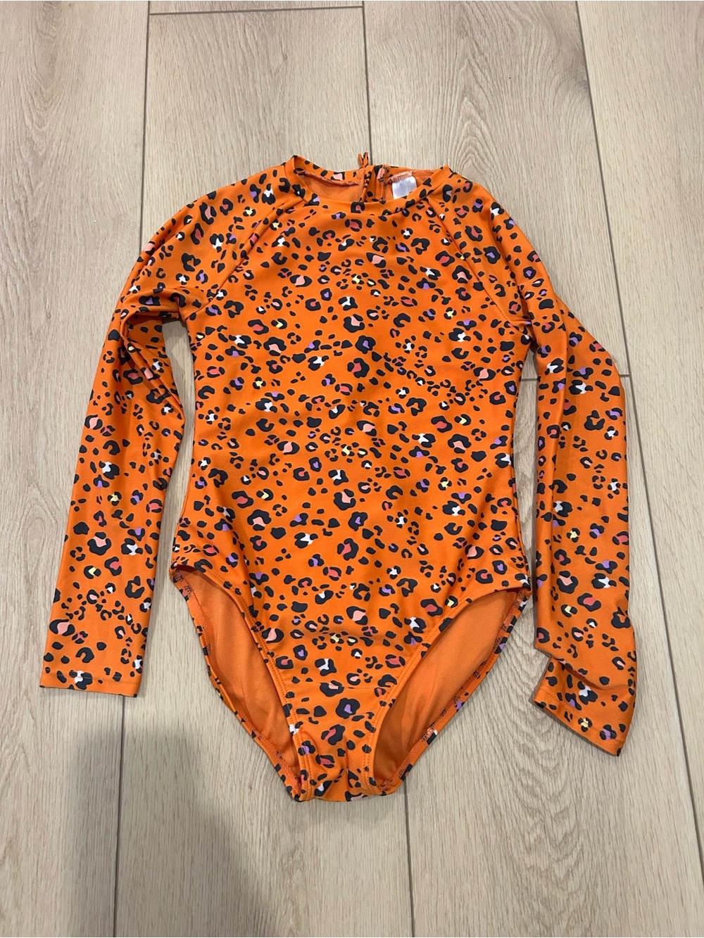 Cat & Jack Orange Leopard Print Long-Sleeve Rashguard